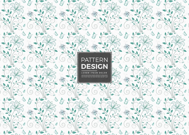 Elegante patrón floral de teal con lirios y mariposas