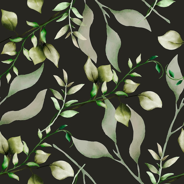 elegante patrón floral transparente con adorno de acuarela de hojas