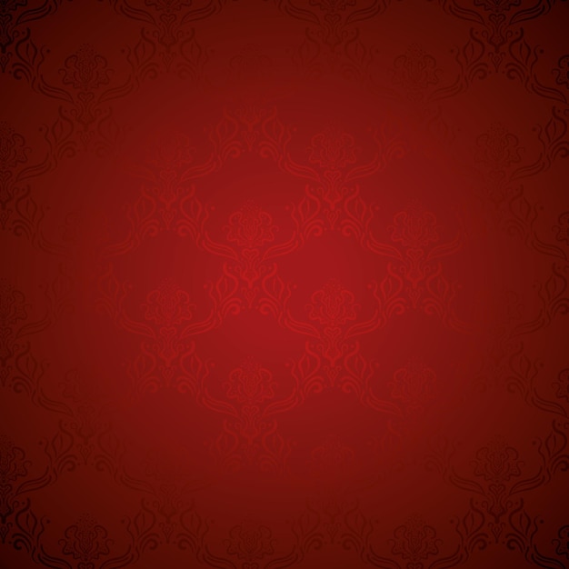 Elegante patrón de flores reales de seda de color rojo profundo