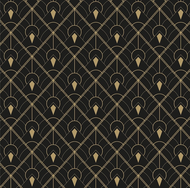 Elegante patrón geométrico art déco en oro