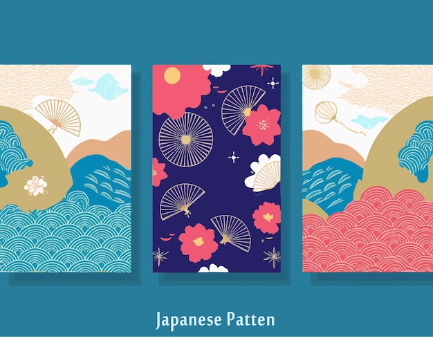 Elegante patrón tradicional japonés Fondo elemento floral decorativo contorno de sakura textil
