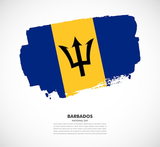 Elegante pincel dibujado a mano bandera del país de barbados sobre fondo blanco