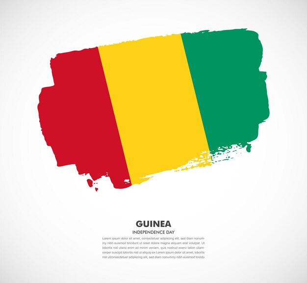 Elegante pincel dibujado a mano bandera del país de Guinea sobre fondo blanco