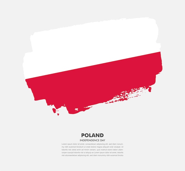 Elegante pincel dibujado a mano bandera del país de Polonia sobre fondo blanco