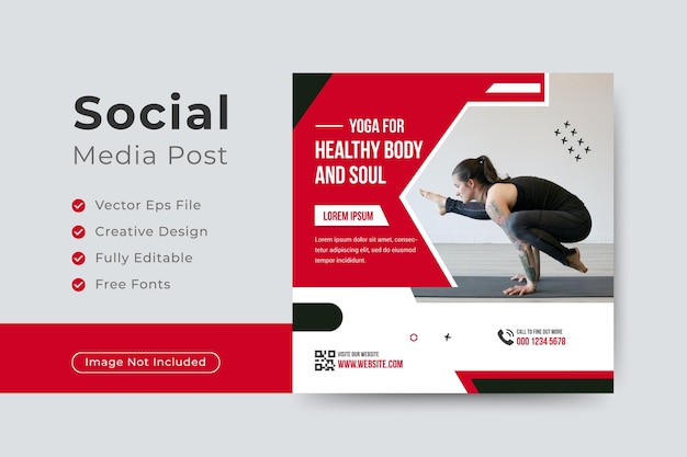 Elegante plantilla de banner de redes sociales de fitness de gimnasio