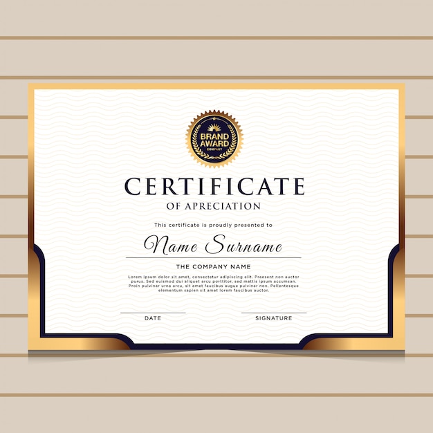 elegante plantilla de certificado de diploma azul y oro