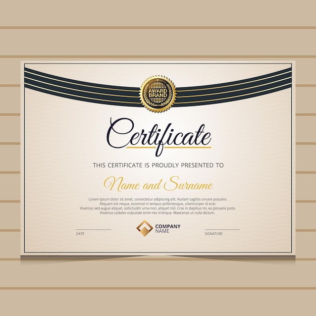 Elegante plantilla de certificado de diploma de oro