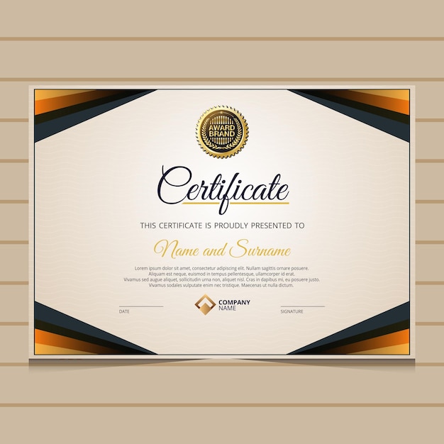 Elegante plantilla de certificado de diploma de oro