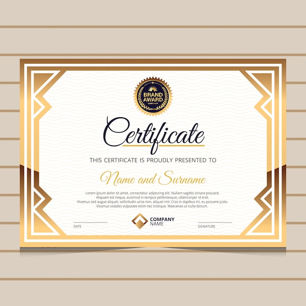 Elegante plantilla de certificado de oro