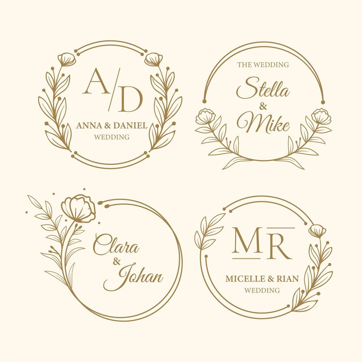 Vector elegante plantilla de colección de monogramas de bodas