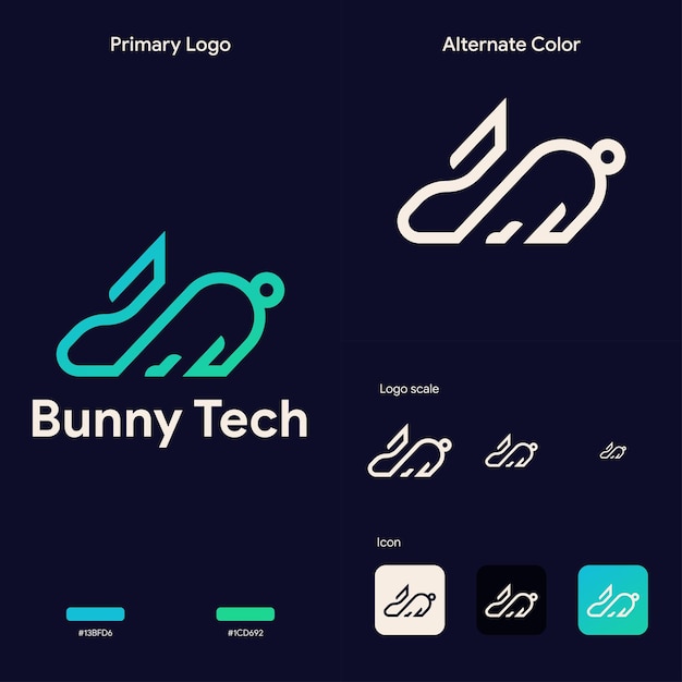 elegante plantilla de concepto de logotipo de conejo conejito