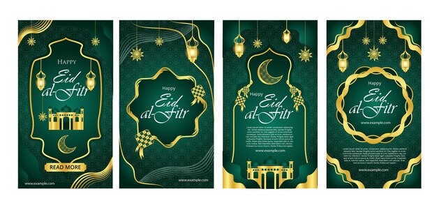 elegante plantilla de diseño de adorno de paquete de colección de historias de instagram eid ul fitr