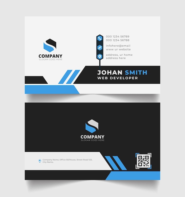 elegante plantilla de diseño azul y negro de tarjeta de visita corporativa