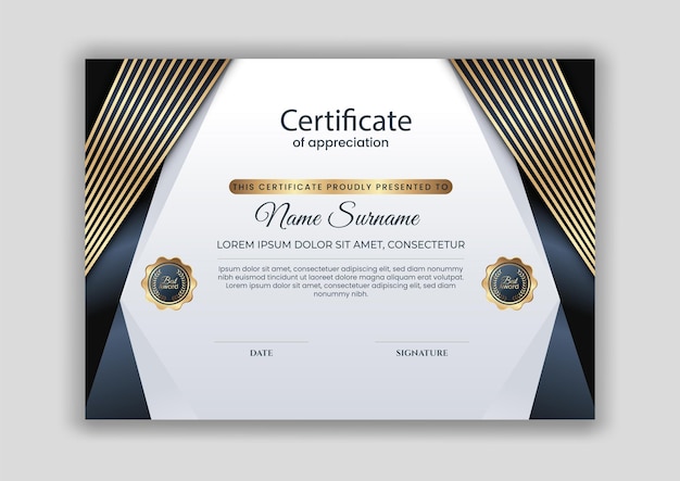 Elegante plantilla de diseño de certificado de diploma de premio