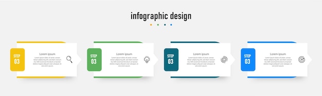 Elegante plantilla de diseño infográfico de pasos con 4 pasos vector premium