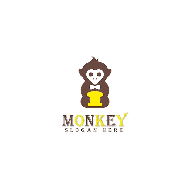 Elegante plantilla de diseño de logotipo de mono