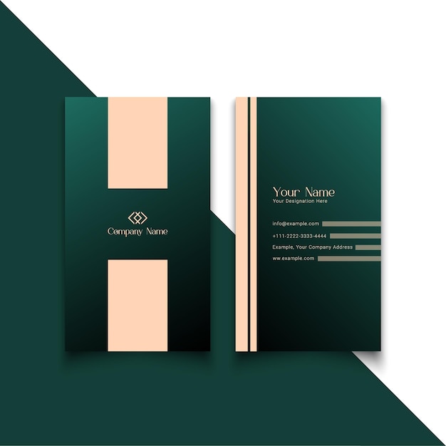 Elegante plantilla de diseño de tarjetas de visita de color verde y beige