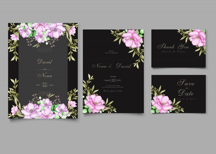 Elegante plantilla de invitación de boda en acuarela