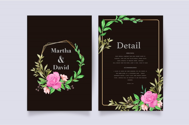 Elegante plantilla de invitación de boda en acuarela
