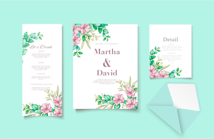 Elegante plantilla de invitación de boda en acuarela