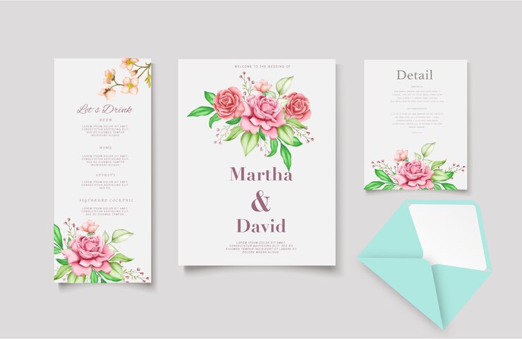 Elegante plantilla de invitación de boda en acuarela