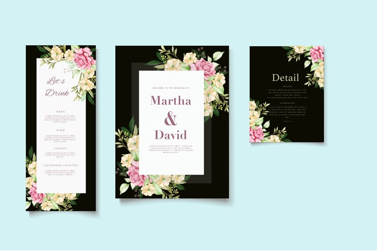 Elegante plantilla de invitación de boda en acuarela