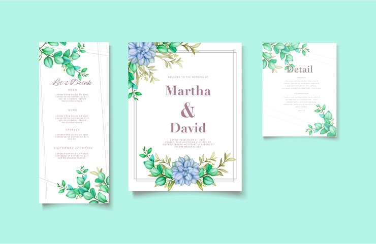 Elegante plantilla de invitación de boda en acuarela