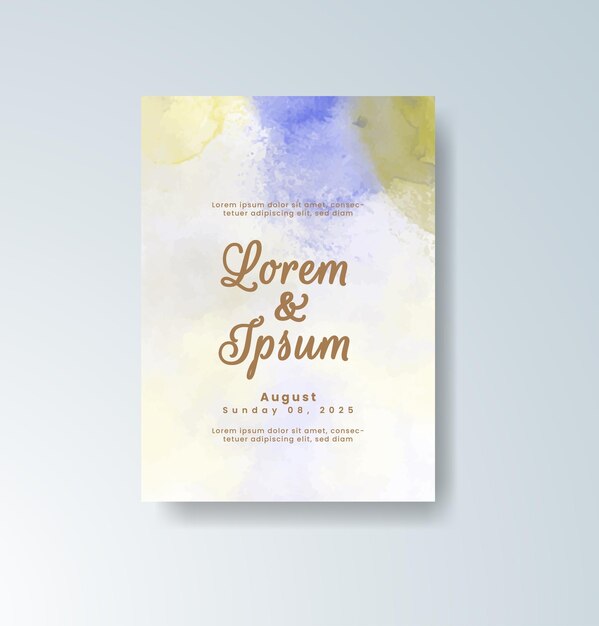 Elegante plantilla de invitación de boda en acuarela