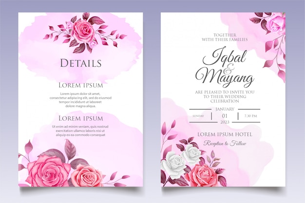 Elegante plantilla de invitación de boda floral