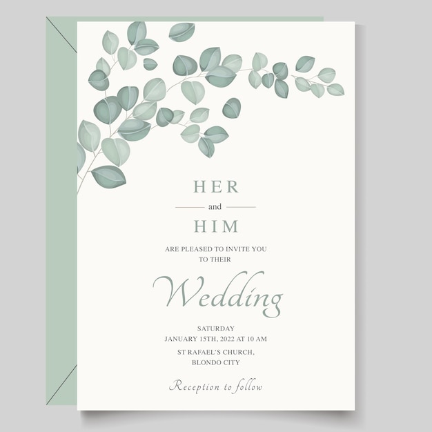 elegante plantilla de invitación de boda verde