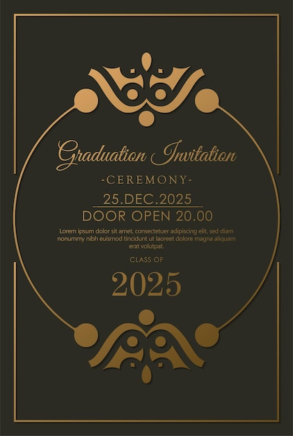 Vector elegante plantilla de invitación de graduación oscura