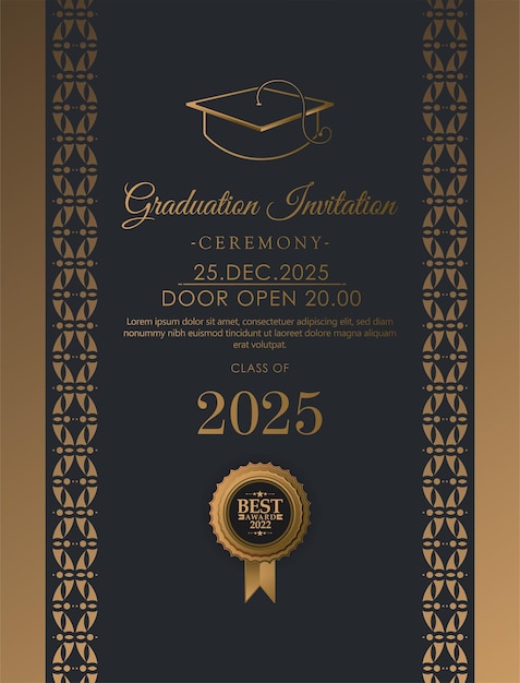 Elegante plantilla de invitación de graduación oscura