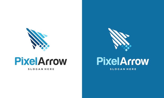 Elegante plantilla de logotipo de flecha de píxel Concepto de diseño de logotipo de cursor rápido Plantilla de logotipo de cursor de píxel