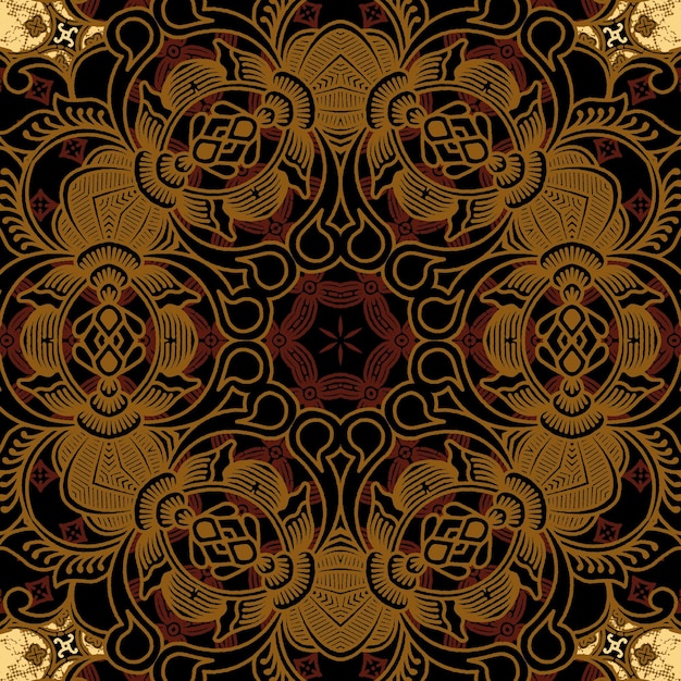 elegante plantilla de patrón de batik étnico vectorial javanés