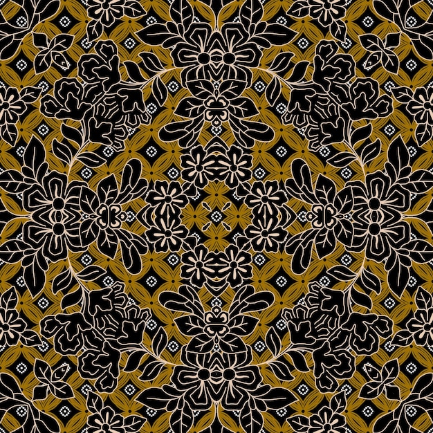 elegante plantilla de patrón de batik étnico vectorial javanés