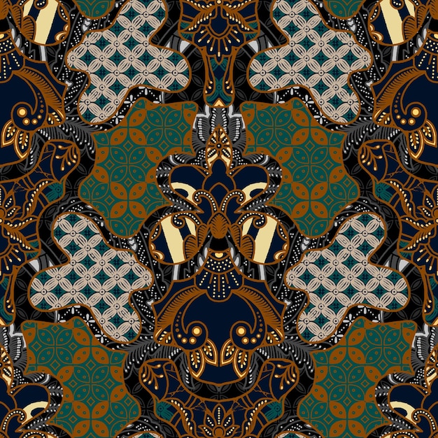 elegante plantilla de patrón de batik étnico vectorial javanés