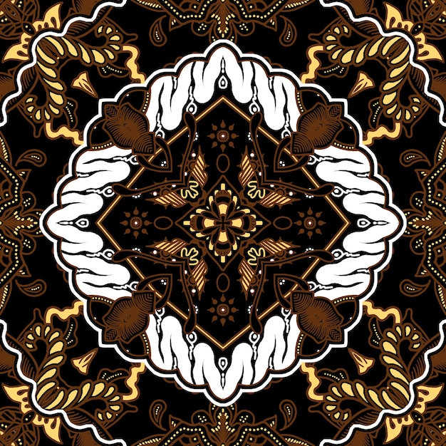 elegante plantilla de patrón de batik étnico vectorial javanés