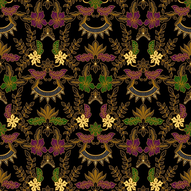 elegante plantilla de patrón de batik étnico vectorial javanés