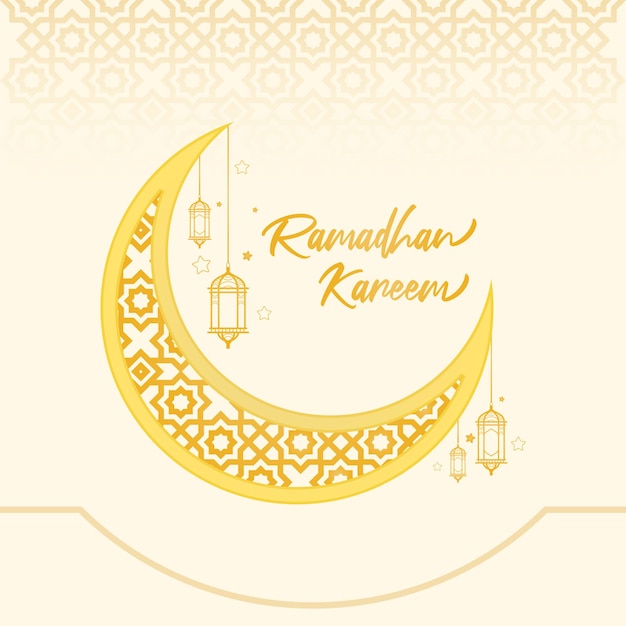 Elegante plantilla de publicación social de tarjeta decorativa de ramadhan kareem diseño vectorial gratuito