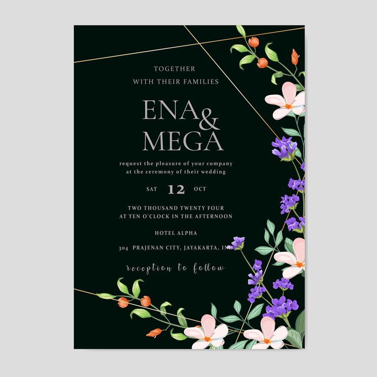elegante plantilla de tarjeta de boda con corona de rosas hermosas