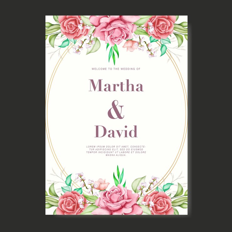 Elegante plantilla de tarjeta de invitación de boda floral suave