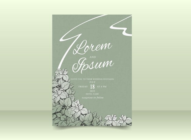 Elegante plantilla de tarjeta de invitación de boda Greenery