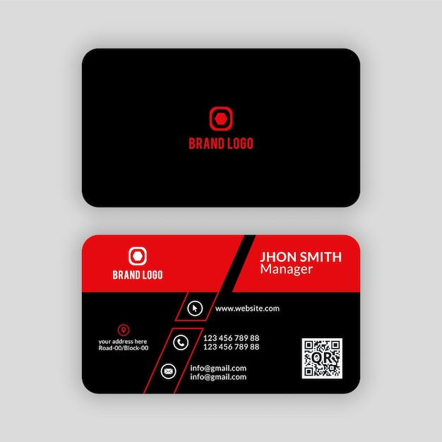 Elegante plantilla de tarjeta de visita moderna roja y negra