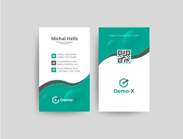 Elegante plantilla de tarjeta de visita profesional minimalista blanca y verde