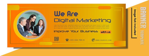 Elegante portada de facebook de agencia de marketing digital y plantilla de banner web