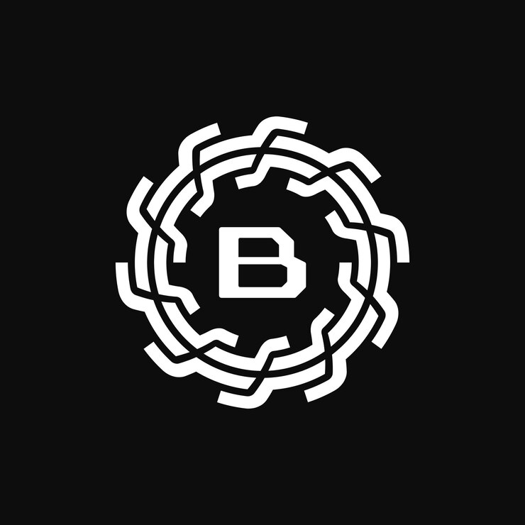 Vector elegante y premium letra inicial b logotipo floral de tecnología simétrica