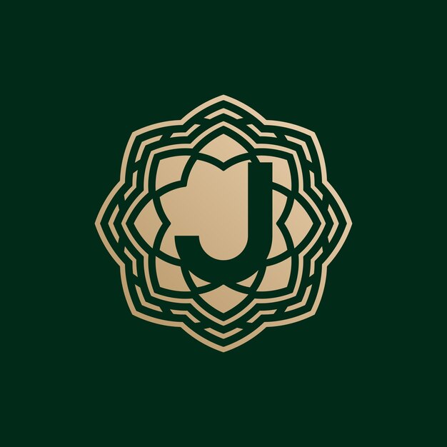 elegante y premium letra inicial J logotipo floral de tecnología simétrica