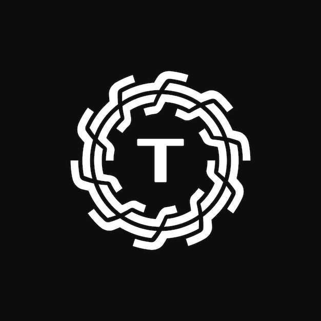 elegante y premium letra inicial T logotipo floral de tecnología simétrica