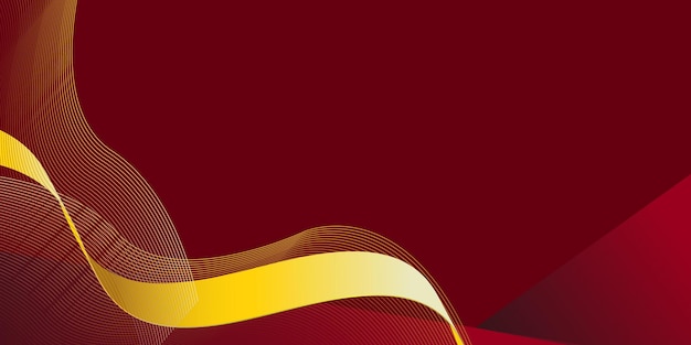 Elegante presentación de ondas abstractas rojas y doradas