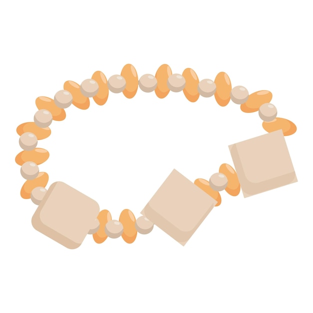 Elegante pulsera con cuentas naranja y beige con colgantes cuadrados